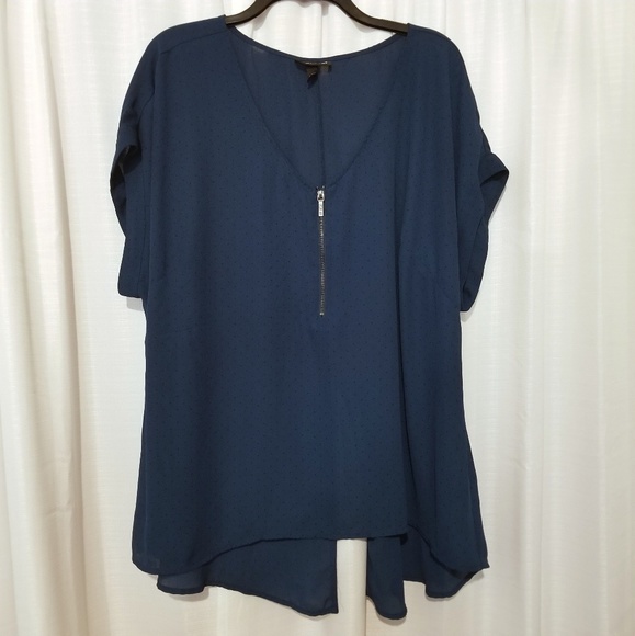 Lane Bryant Tops - Lane Bryant Sheer Zip Front Blouse